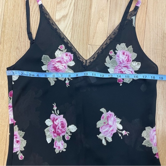 Black Floral Lingerie set Oscar de la Renta Robe Nightgown Rose 2 Piece Med Alt - Picture 13 of 16